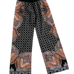 Paisley Print Wide-Leg Pants